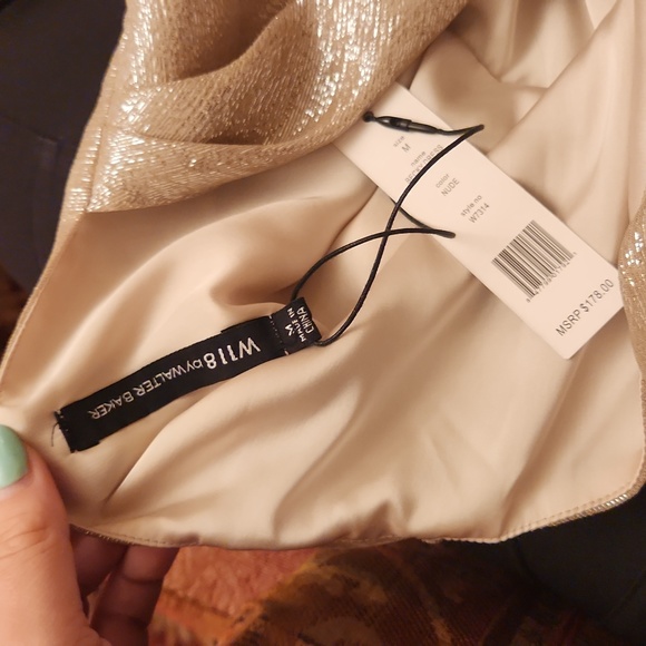 NWT W118 Gold slinky Becky Dress M - Picture 5 of 5